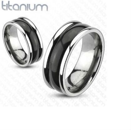 HommeBijoux BAGUE ANNEAU DE FIANÇAILLE HOMME TITANE LARGE BANDE PLAQUÉ NOIR Taille de bague ∅ - FR 59-60 (US 9)