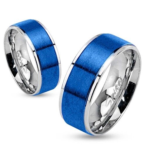 HommeBijoux Bague anneau couple femme homme acier inoxydable bandeau plaqué bleu Taille de bague ∅ - FR 67-68 (US 12)