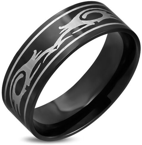 HommeBijoux Bague anneau pour homme acier inoxydable plaqué noir tribal dragon Taille de bague ∅ - FR 67-68 (US 12)