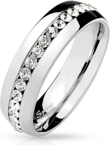 HommeBijoux Bague alliance éternel femme homme acier et pierre blanche mariage 6mm Taille de bague ∅ - FR 49-50 (US 5)