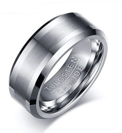 HommeBijoux Bague alliance mariage homme carbure de tungstène ruban central brossé Taille de bague ∅ - FR 59-60 (US 9)