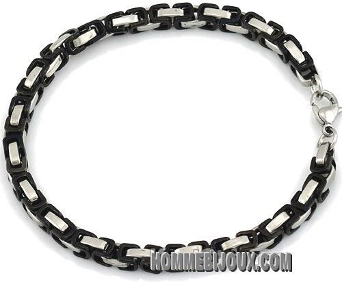 HommeBijoux BRACELET POUR HOMME ADO EN ACIER INOXYDABLE PLAQUE NOIR BLING RAPPEUR NEUF KB91