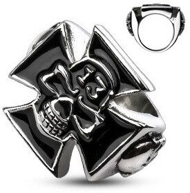 HommeBijoux Bague chevalière pour homme acier croix celtique tête de mort biker Taille de bague ∅ - FR 62-63 (US 10)