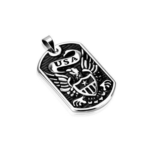 HommeBijoux Pendentif homme acier inoxydable blason aigle usa rock biker et 1 chaine