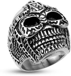 HommeBijoux BAGUE HOMME ACIER CRANE TETE DE MORT ARMURE GUERRIER BIKER GOTHIQUE Taille de bague ∅ - FR 64-65 (US 11)