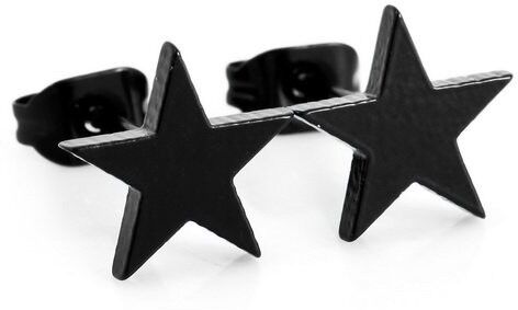 HommeBijoux PAIRE BOUCLE D'OREILLE HOMME ADO ACIER CROIX NOIR STAR BIJOU PAS CHER NEUF 2401