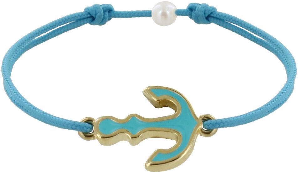 LES POULETTES BIJOUX Bracelet Lien Médaille en Laiton Ancre émaillée Turquoise - Turquoise