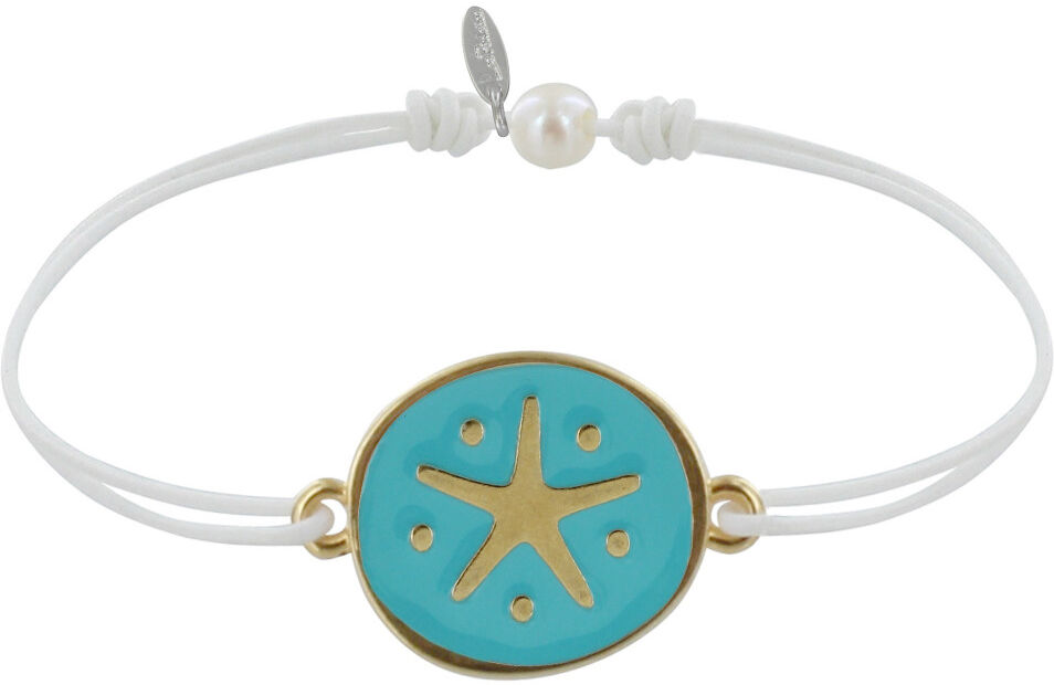 LES POULETTES BIJOUX Bracelet Lien Médaille en Laiton Etoile émaillée Turquoise