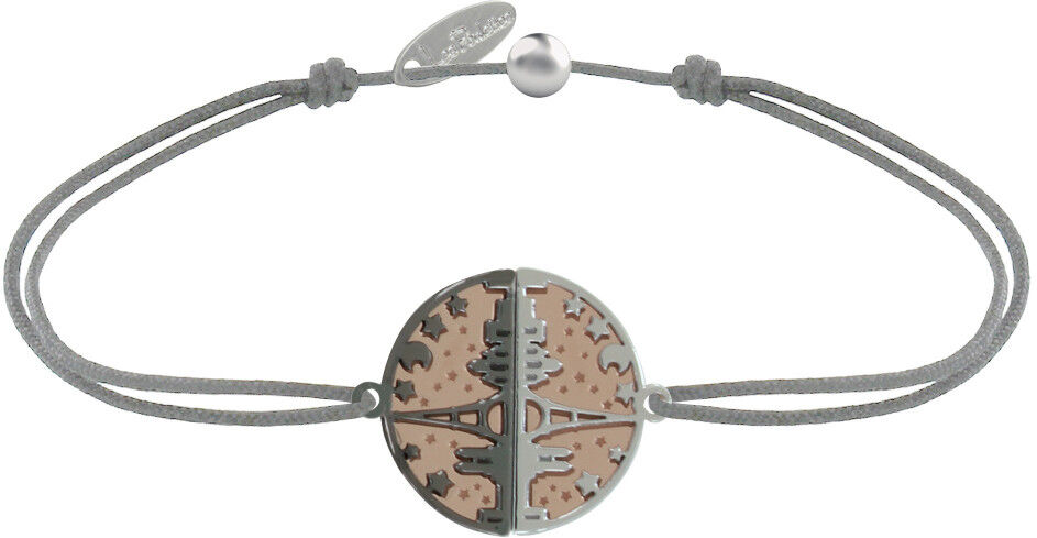 LES POULETTES BIJOUX Bracelet Lien Médaille Argent Plaqué Or Rose Ruthénium Paris - Gris