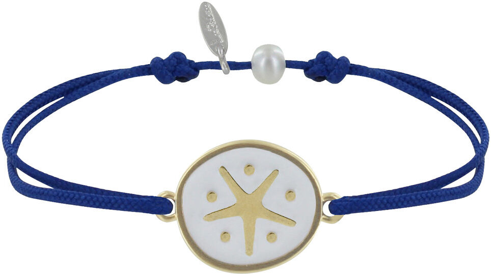 LES POULETTES BIJOUX Bracelet Lien Médaille en Laiton Etoile émaillée Blanche - Bleu