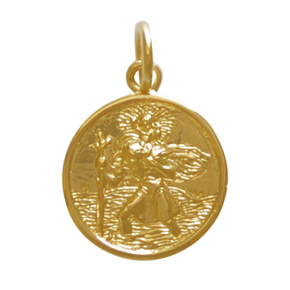 LES POULETTES BIJOUX Pendentif Plaqué Or Médaille Ronde Saint Christophe