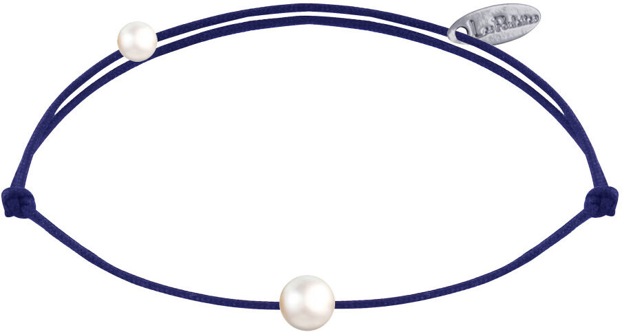 LES POULETTES BIJOUX Bracelet Lien Petite Perle Blanche - Bleu Navy