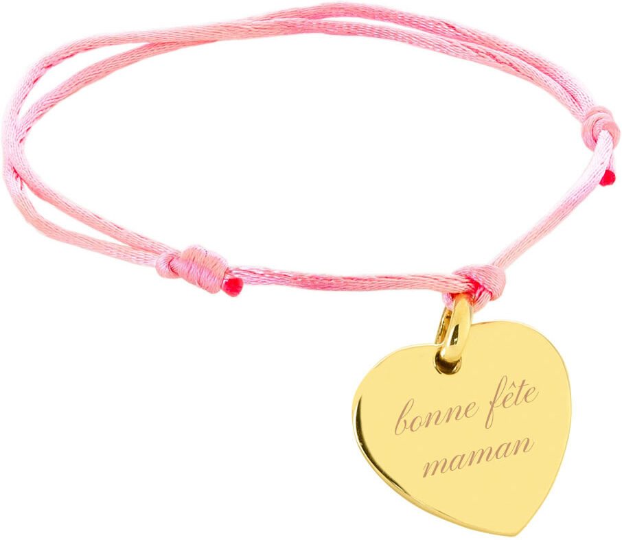 Ocadeau Bracelet cœur plaqué or cordon rose