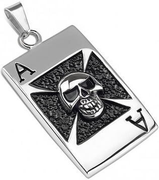 UrbanBijoux Pendentif homme acier carte as poker croix celtique biker et 1 chaine