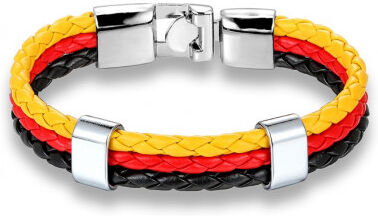 UrbanBijoux Bracelet homme acier inox et cuir tressé équipe pays drapeau Allemagne