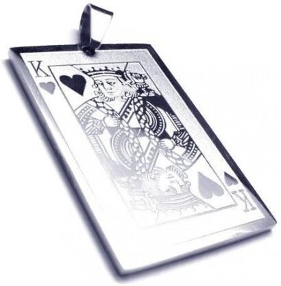 UrbanBijoux Pendentif homme acier inoxydable carte poker roi de coeur et 1 chaine