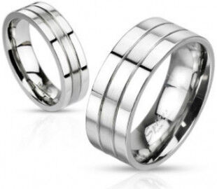 UrbanBijoux Bague anneau de fiançailles engagement homme femme acier deux rainures Taille ∅ - 67