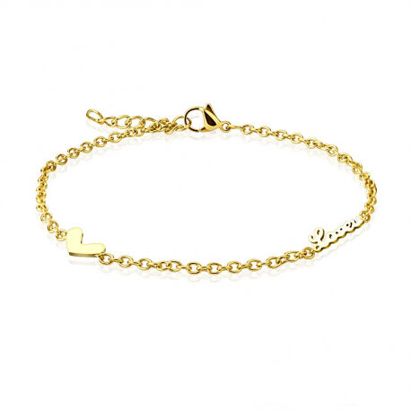 UrbanBijoux Bracelet chaine de cheville réglable femme acier plaqué or love coeur