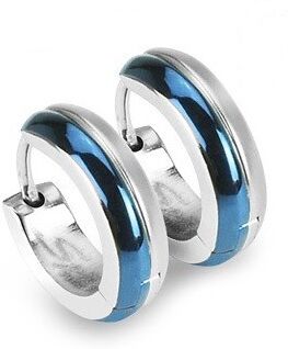 UrbanBijoux PAIRE BOUCLES D'OREILLES CREOLE POUR HOMME FEMME ADO ACIER PLAQUE BLEU NEUF