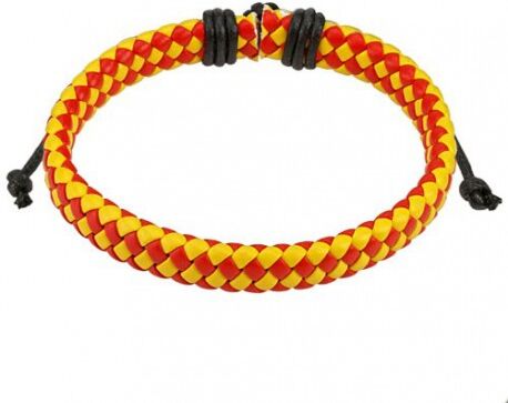 UrbanBijoux Bracelet réglable homme cuir couleur pays drapeau espagne rouge jaune