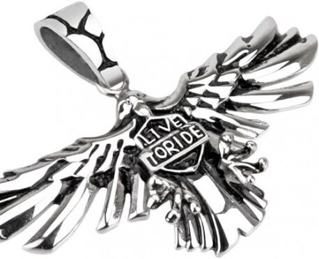 UrbanBijoux Pendentif homme forme aigle croix acier motard rider biker et 1 chaine