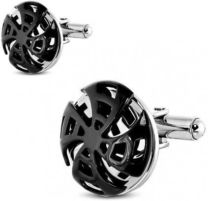 UrbanBijoux PAIRE BOUTONS DE MANCHETTE HOMME ACIER MASSIF ET NOIR ETOILE HELICE