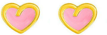 Mon Premier Bijou Boucles d?oreilles coeurs - Vis - Or jaune 18ct