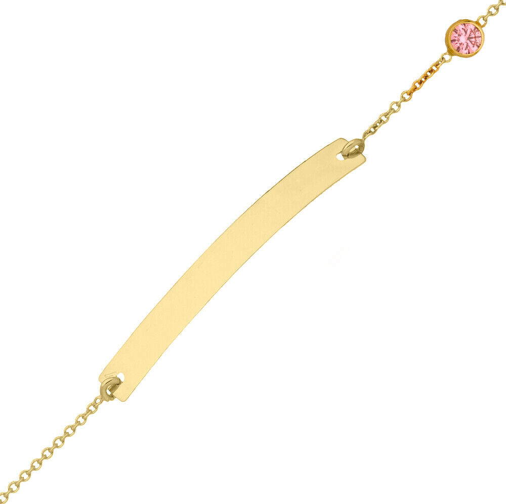 Gourmette enfant oxyde zirconium rose LuluCastagnette - Or jaune 9ct