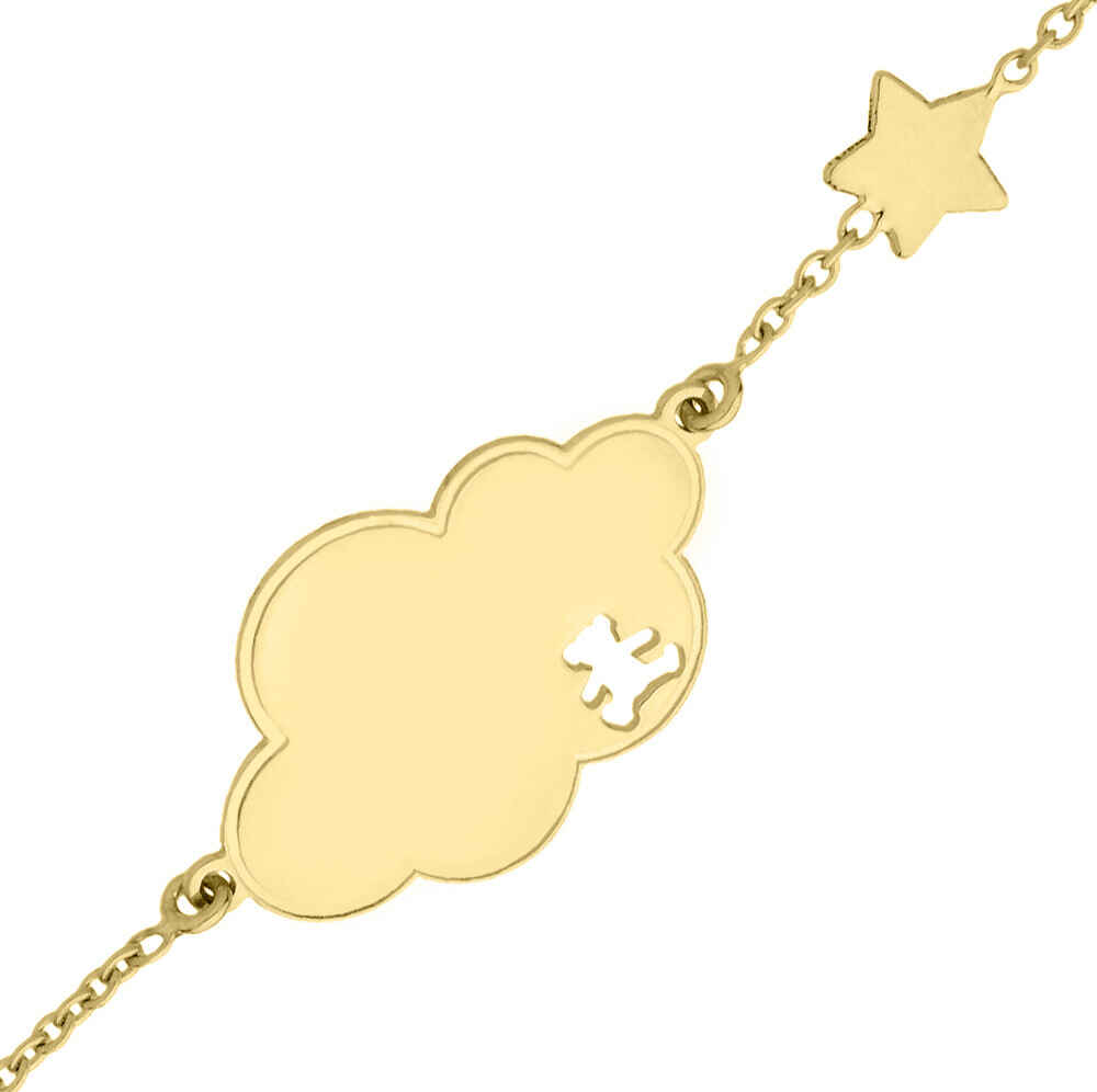 Gourmette bébé nuage étoile LuluCastagnette - Or jaune 9ct