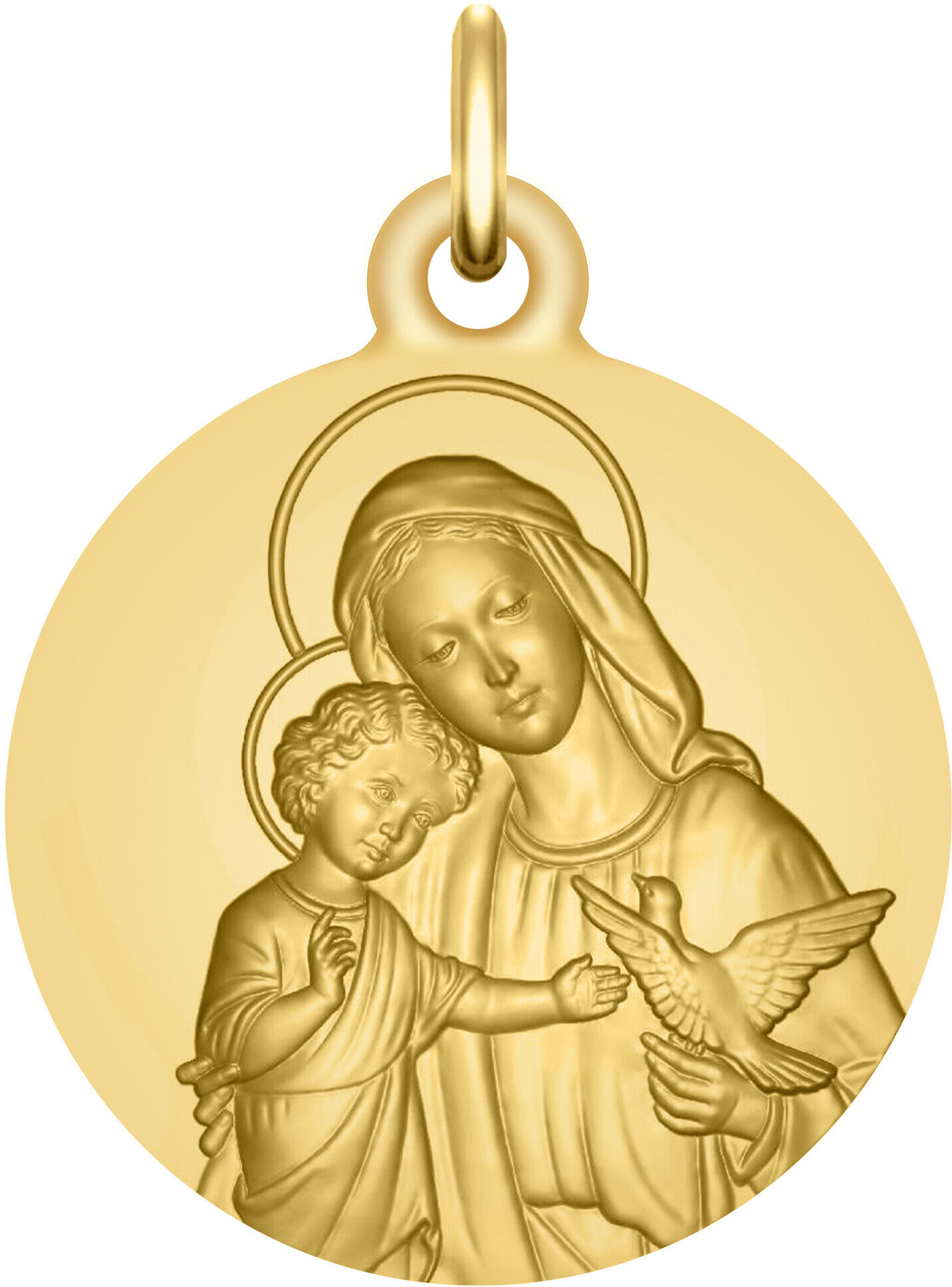 Maison de la Médaille Médaille Vierge à l’enfant et la colombe - Or jaune 18ct