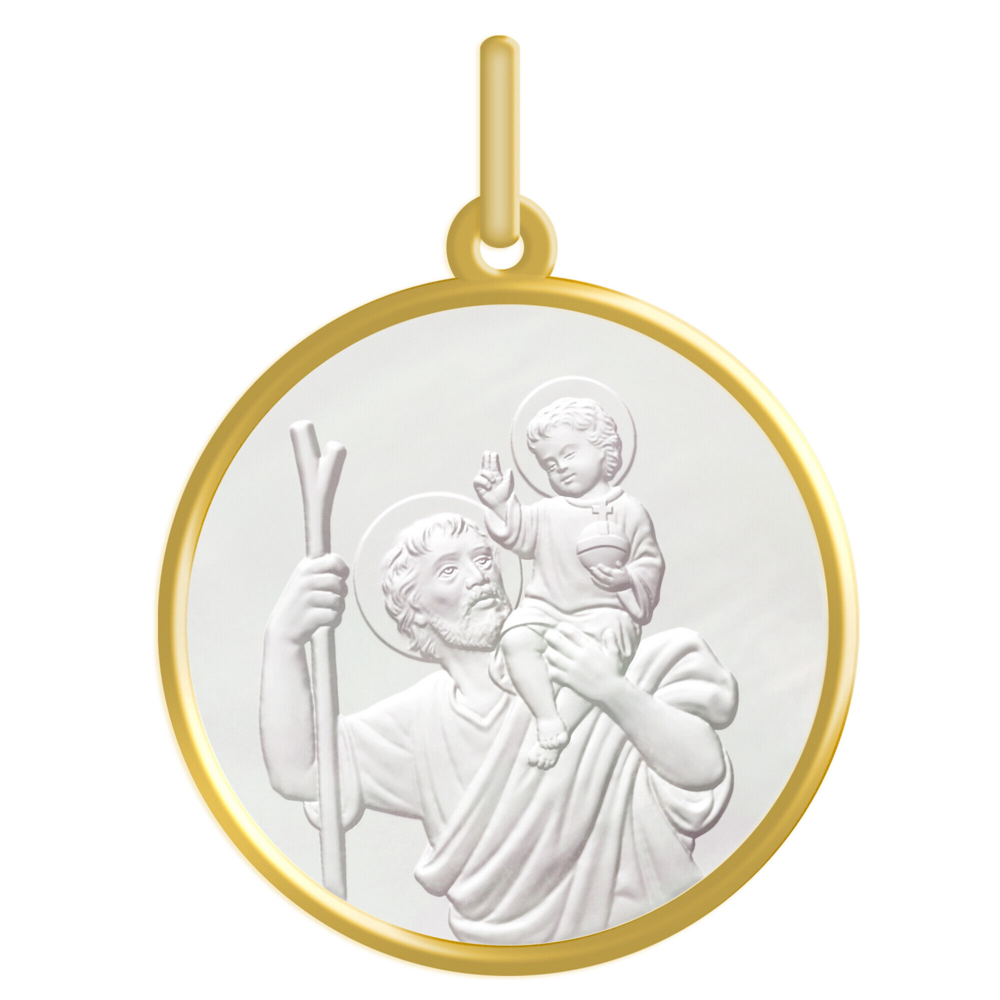 Maison de la Médaille Médaille Saint Christophe - Or jaune 18ct & Nacre