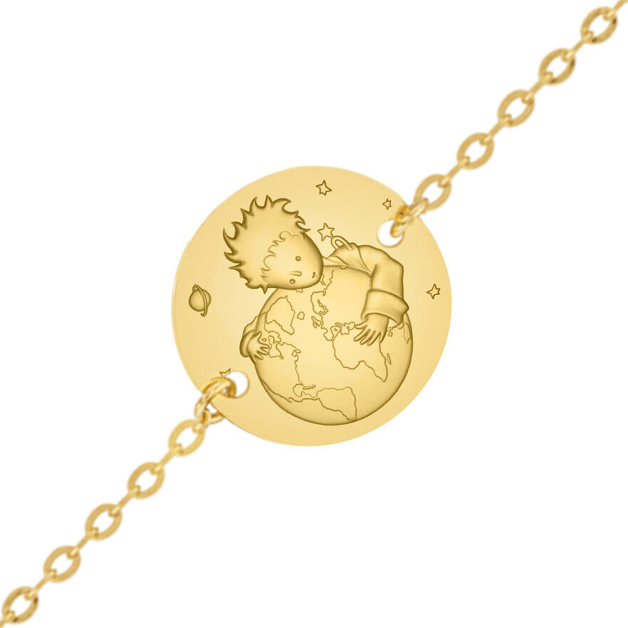 Maison de la Médaille "Gourmette bébé Petit Prince ""protège ta planète"" - Or jaune 18ct"