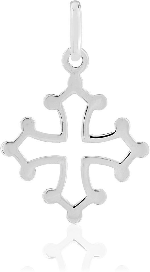 Pendentif Croix Occitane or blanc 375- MATY