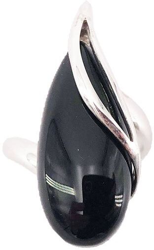 France Minéraux Bague Onyx noir "Colombe" - Argent 925