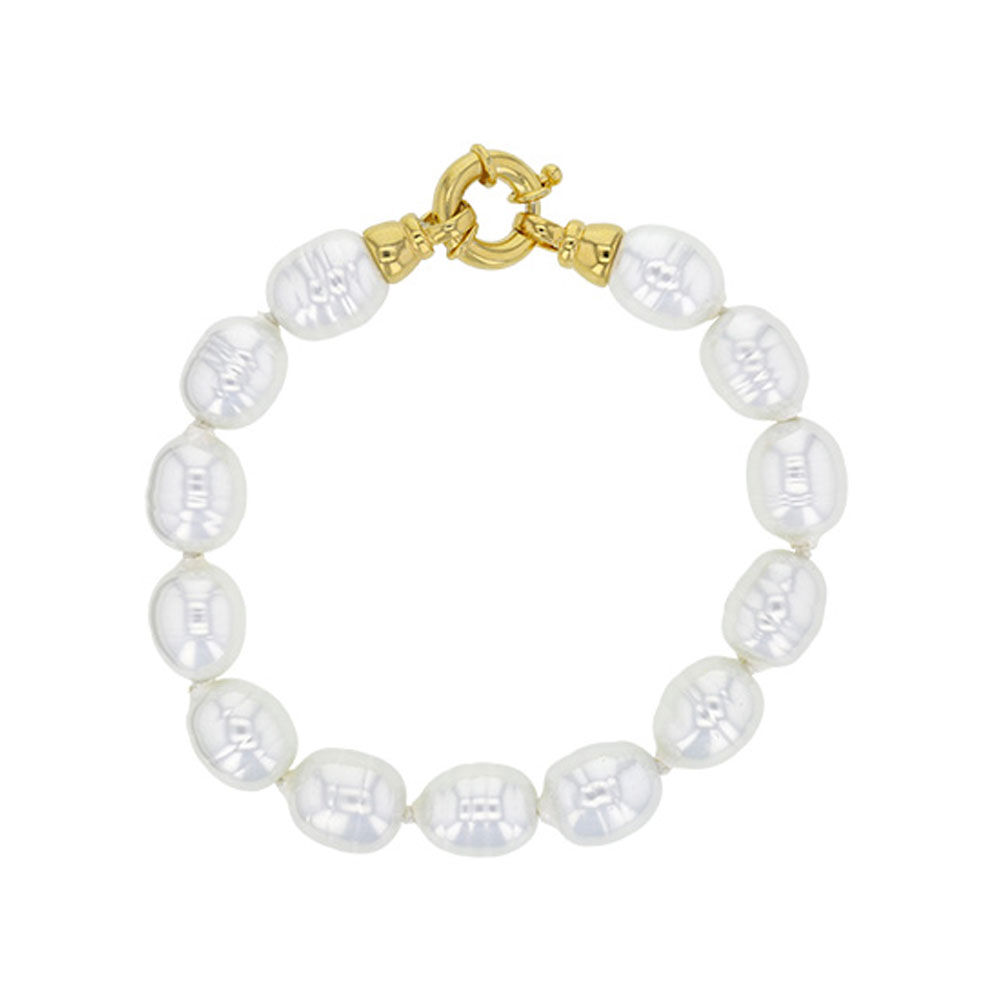 France Minéraux Bracelet Perles de Majorque blanches - Baroque