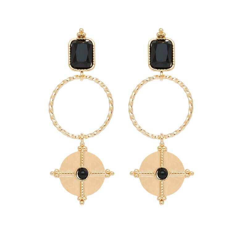 Jollia Boucles anneaux rose des vents (onyx) - Zag Bijoux