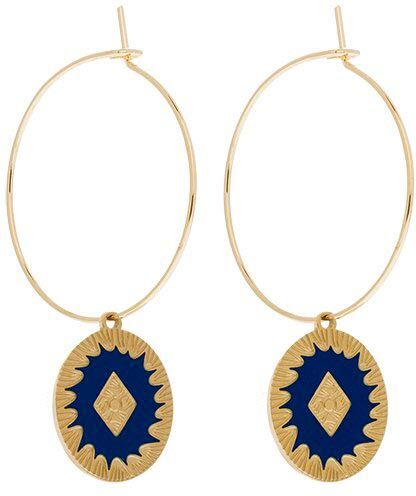 Jollia Boucles créoles pendentif ethnique émaillé (bleu) - Zag Bijoux