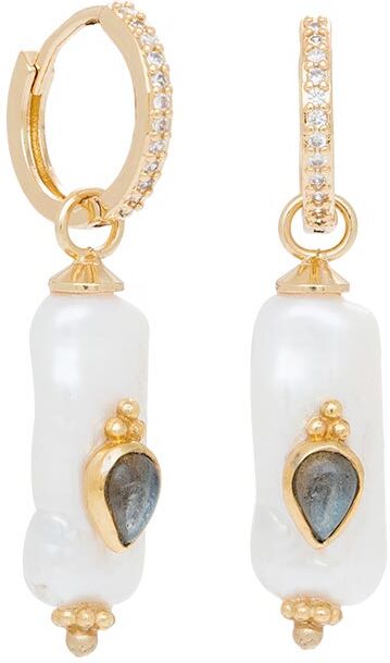 Jollia Boucles d'oreilles pendentif goutte et zircons (labradorite) - Leticia Ponti