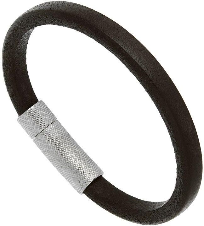 Jollia Bracelet cuir Déclic ES Régaliz pour homme (noir) - La Fleur de Peau