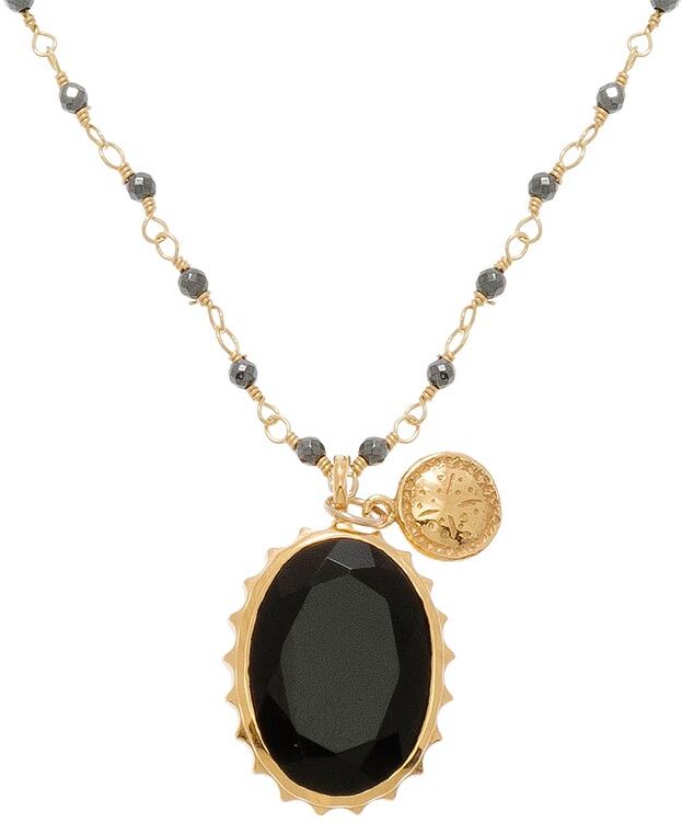 Jollia Collier perles et pendentif (onyx) - Une A Une