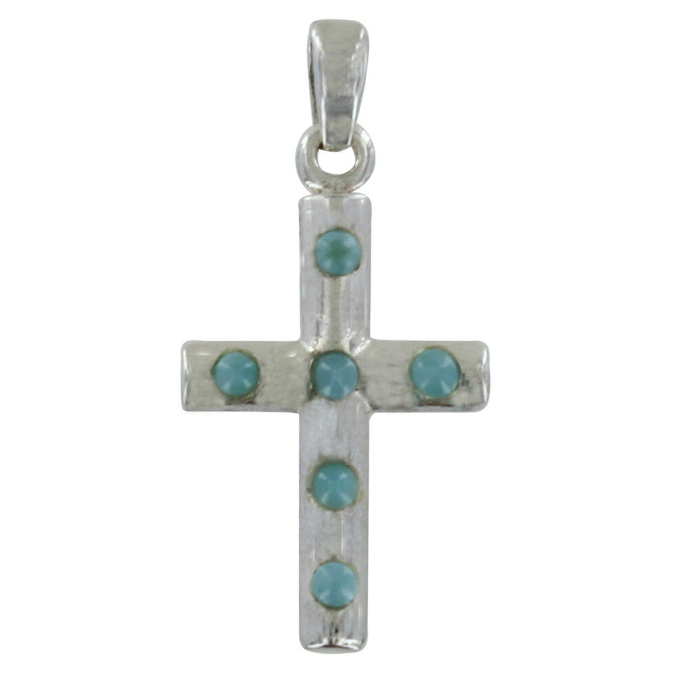 Les Poulettes Bijoux Pendentif Croix Argent et Larimar