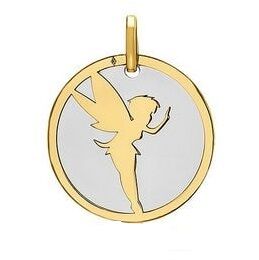 Augis Medaille Fée Clochette (Or Jaune et Acier Gris)