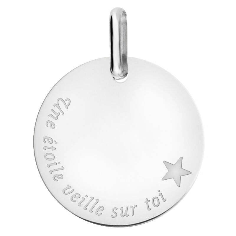 Orféva Médaille une étoile veille sur toi (Or Blanc 18K)