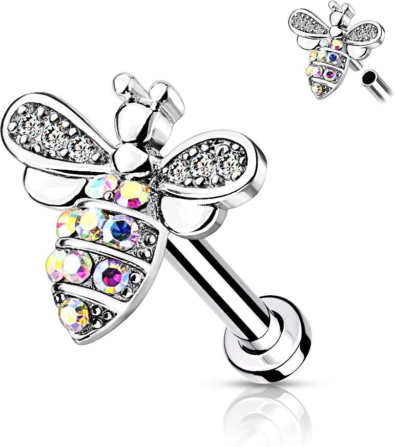 Piercing Street Piercing oreille labret abeille strass - Argenté