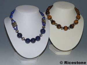 Ricestone 6c) Buste Collier, Présentoir à chaines et pendentif H=22cm,