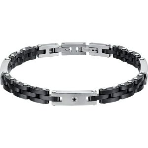 Luca Barra BRACCIALE UOMOIN ACCIAIO CON CERAMICA NERA E CRISTALLO NERO