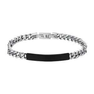 Luca Barra BRACCIALE UOMO IN ACCIAIO CON PIASTRA SILVER IP NERO