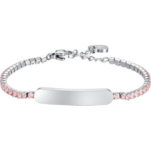 Luca Barra BRACCIALE TENNIS BAMBINA IN ACCIAIO CON CRISTALLI ROSA E PIASTRA