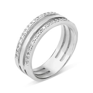 Stroili Anello Fantasia Silver Shine Argento Rodiato Cubic Zirconia Collezione: Silver Shine - Misura 56 Bianco