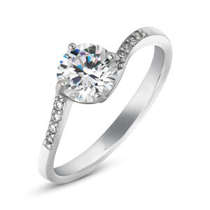 Stroili Anello Solitario Silver Elegance Argento Rodiato Cubic Zirconia Collezione: Silver Elegance - Misura 48 Bianco